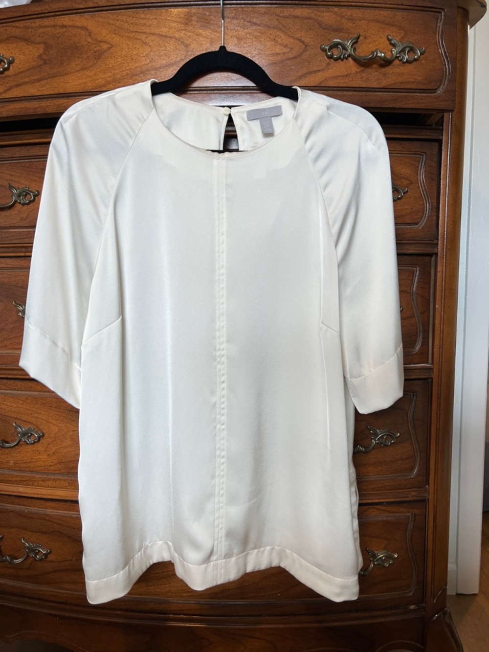 H&M Cream Relaxed Fit Blouse with 3/4 Sleeves